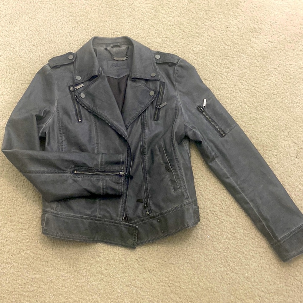 Faux Grey Leather Jacket